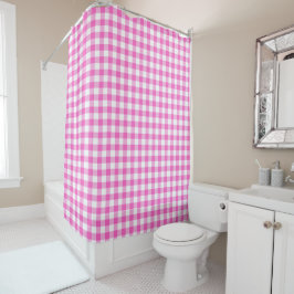 Cortina Para Box Monograma de Xadrez Gingham, rosa e branco