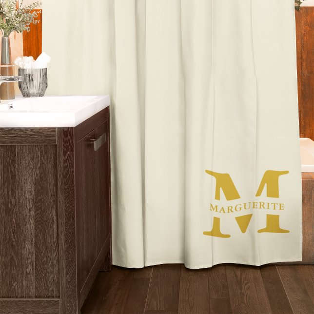 Cortina Para Box Monograma Dourado de bege neutro (Criador carregado)
