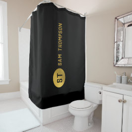 Cortina Para Box Monograma Dourado e negro elegante
