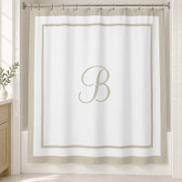 Monograma Elegante em Script com Moldura Bege