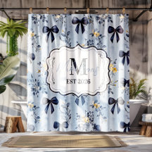 Monograma Floral de Arco Azul Elegante Personaliza