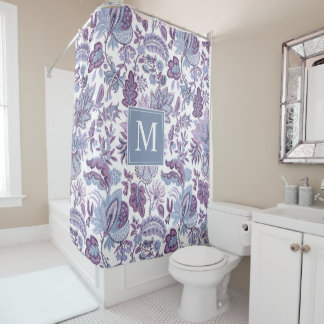 Cortina Para Box Monograma Floral Purple Boho Vintage