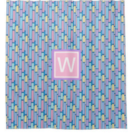 Cortina Para Box Monograma Geométrico Colorido para Crianças Retro