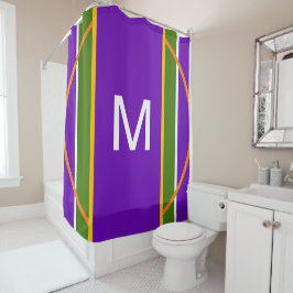 Cortina Para Box Monograma Geométrico Roxo Brilhante Amarelo 