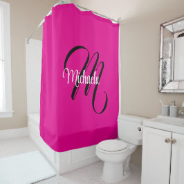 Cortina Para Box Monograma inicial minimalista moderno nome rosa qu