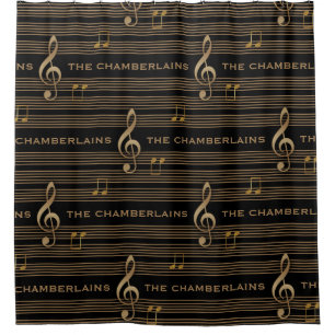Cortina Para Box Monograma Mute Gold Treble Clef e Notas