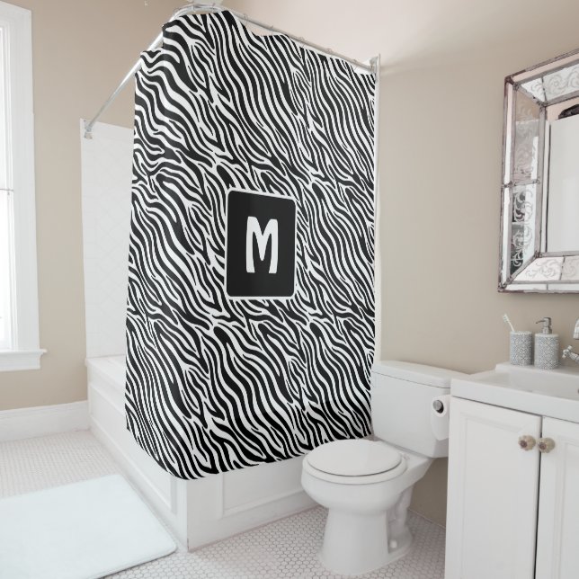 Cortina Para Box Monograma Personalizado com Estampa de Zebra (In Situ)