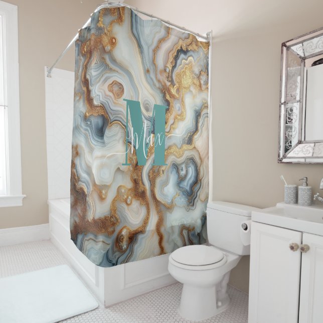 Cortina Para Box Monograma Personalizado de Agato de Pérolas Elegan (In Situ)