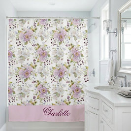 Cortina Para Box Monograma Personalizado de Flor Silvestre Botânica