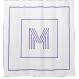 Cortina Para Box Monograma personalizado moderno branco roxo