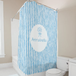 Cortina Para Box Monograma Préppy de Listra Azul e Branco Caprichos