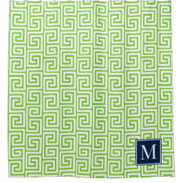 Cortina Para Box Monograma Preppy Greek Key – Verde Lima e Azul Mar