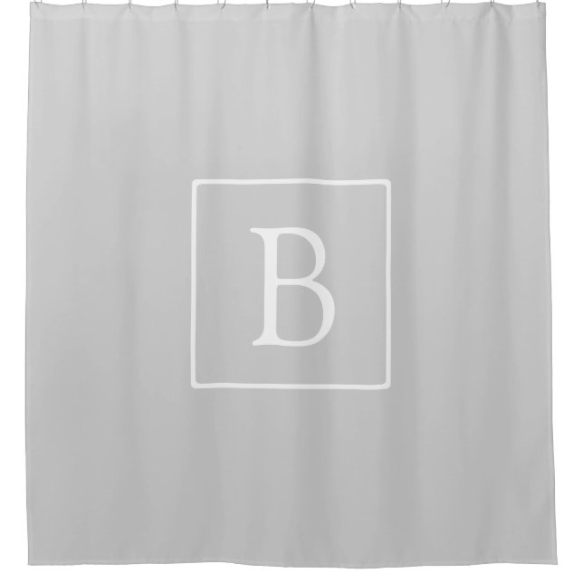 Cortina Para Box Monograma Simples Cinza Claro (Frente)