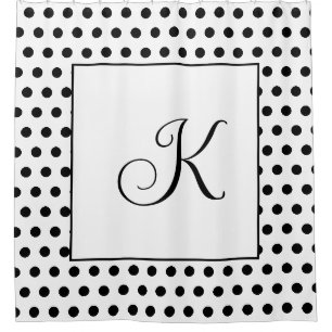 Cortina Para Box Monogramas Bolinhas brancas negras Elegantes moder