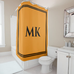 Cortina Para Box Monogramas Laranja Amarelo-Amarelo Na moda Decor