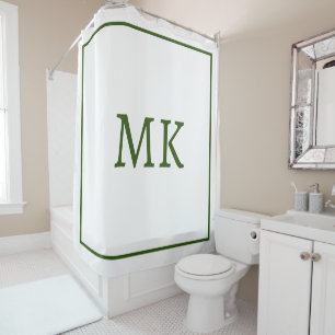 Cortina Para Box Monogramas Nome Floresta Branco Verde Cor Personal