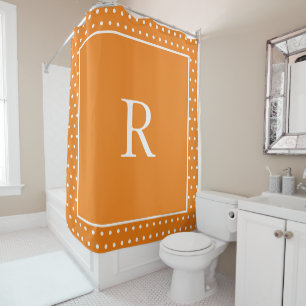 Cortina Para Box Monogramas Pumpkin Laranja Bolinhas do outono