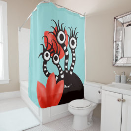 Cortina Para Box Monstro Bonito Com Tulipas De Abstrato De Quatro O