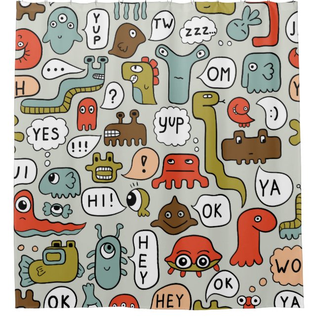 Cortina Para Box Monstros de Cartoons Bonitos: Fundo Ininterrupto (Frente)