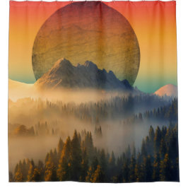 CORTINA PARA BOX MONTANHA ESPÉCIE FLORESTA NATURAL SUNSET PAISAGEM