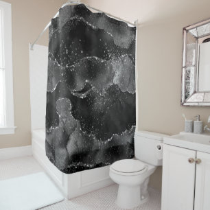 Cortina Para Box Moody Onyx Agate   Gótico Elegante Black Silver G