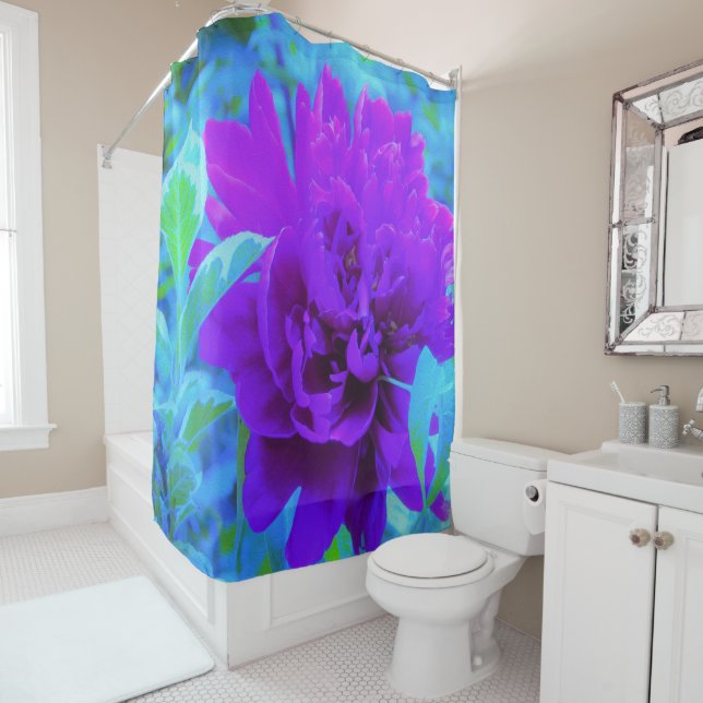 Cortina Para Box Moody Purple Peony com uma bela Folhagem (In Situ)