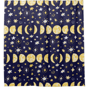 Cortina Para Box Moon Phases Stars Vintage Fundo