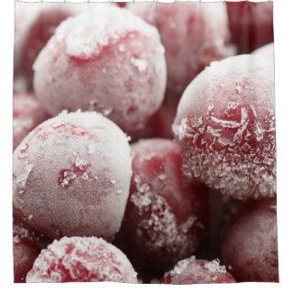 Cortina Para Box Morangos congelados de macro, textura fechada.