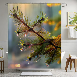 Cortina Para Box Morning Dew Pine Tree Water Droge Simples Prazer