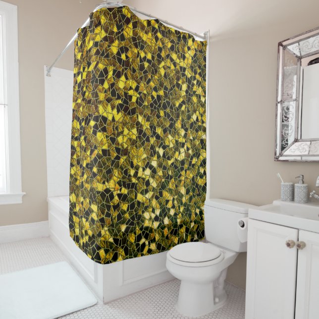 Cortina Para Box Mosaico amarelo-ocre escuro, com manchas chuvosas (In Situ)