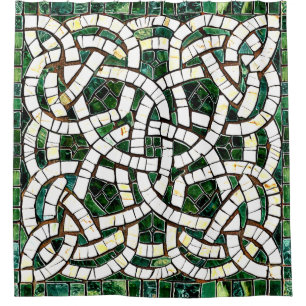 Cortina Para Box Mosaico do Nó Celular Verde e Branco