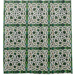 Cortina Para Box Mosaico do Nó Celular Verde e Branco