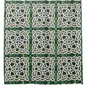 Cortina Para Box Mosaico do Nó Celular Verde e Branco