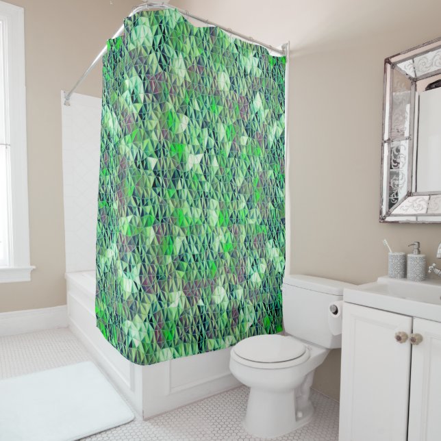 Cortina Para Box Mosaico em triângulos esverdeados com tons gradien (In Situ)