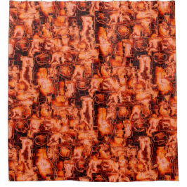 Cortina Para Box Mosaico gravado em abstrato em tons de coral