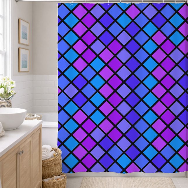 Cortina Para Box Mosaico Turquesa Roxo Rosa (Criador carregado)
