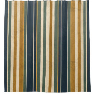Cortina Para Box Mostarda Azul Escuro Verde Floresta Dourado Listra