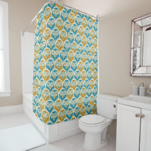 Cortina Para Box Mostarda de Hoot Owls e azul de Turquesa