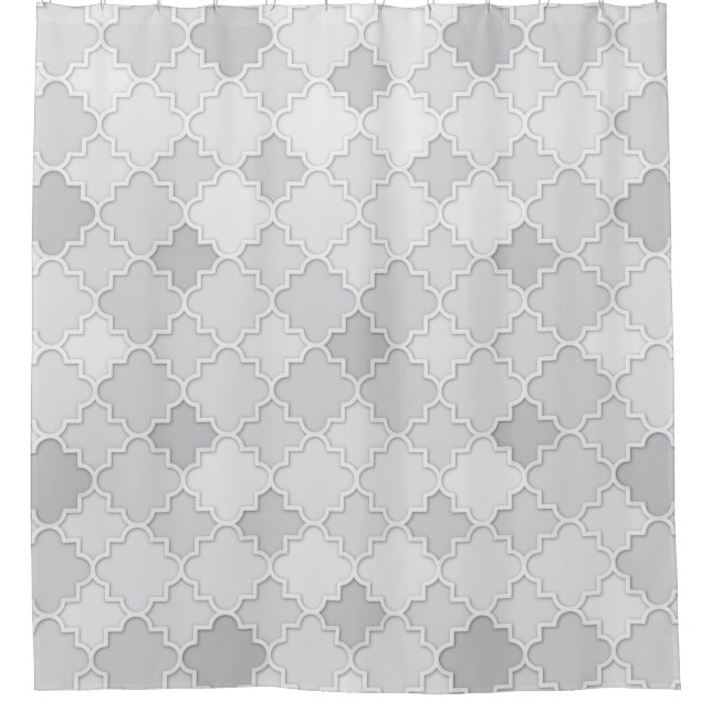 Cortina Para Box Motif Quatrefoil em tons de Cinza (Frente)