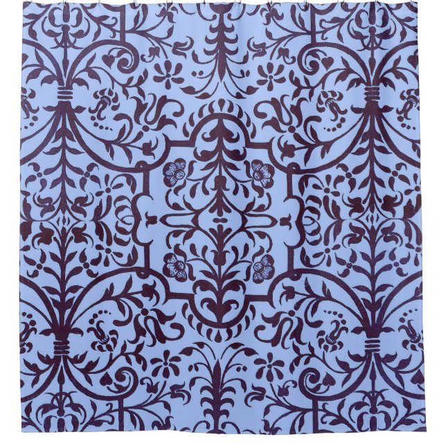 Cortina Para Box Motif vitoriano em azul (Frente)