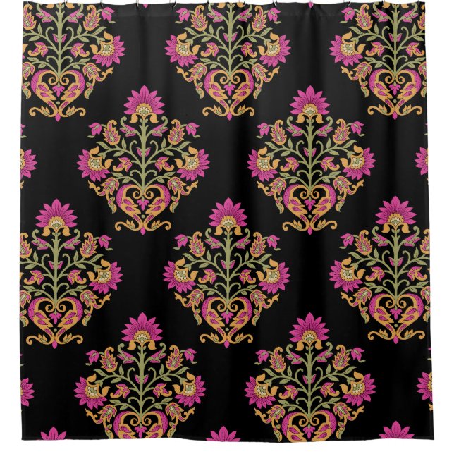 Cortina Para Box Mughal floral paisley, design sem costura. (Frente)