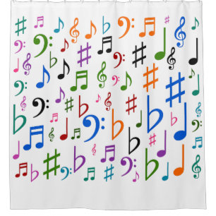 Cortina Para Box Muitos notas musicais e símbolos