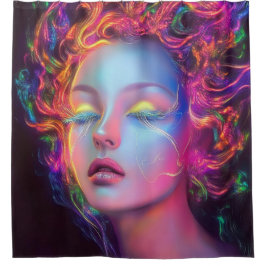 Cortina Para Box Mulher alienígena com cabelo cósmico