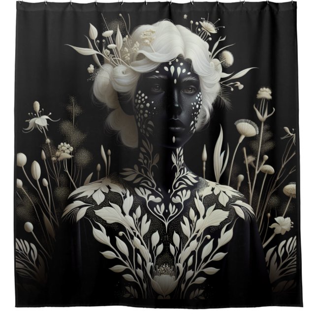 Cortina Para Box Mulher Negra e Branca (Frente)