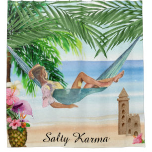 Cortina Para Box *~* Mulher Tropical de Karma Beach Hammock Chá AR2
