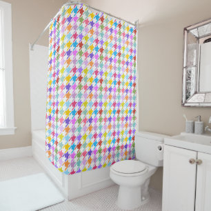 Cortina Para Box Múltiplas cores Houndstooth+Padrão Branco