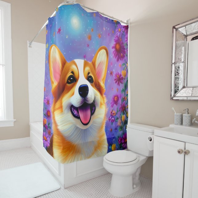 Cortina Para Box Mundo Floral de Corgi (In Situ)