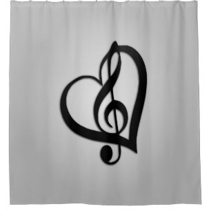 Cortina Para Box Music G Clef Heart on Silver