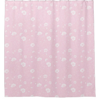 Cortina Para Box Muted Pink And White Wildflower Pattern