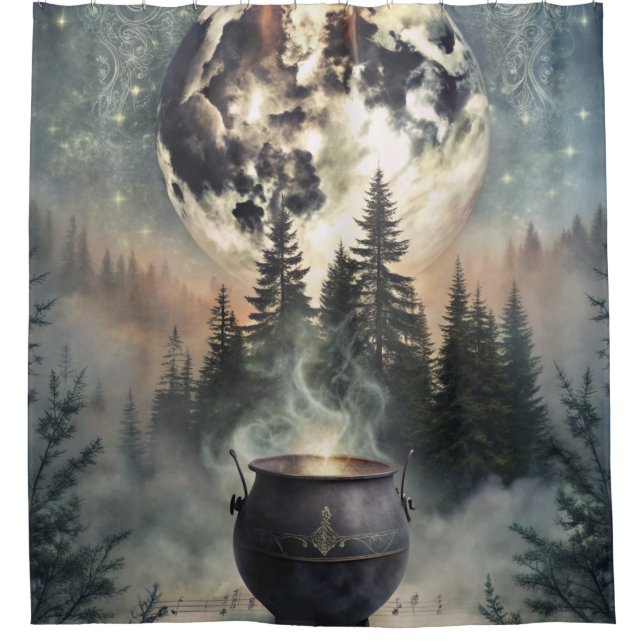 Cortina Para Box Mystical Moonlit Forest Cauldron - Arte Magica Tes (Frente)